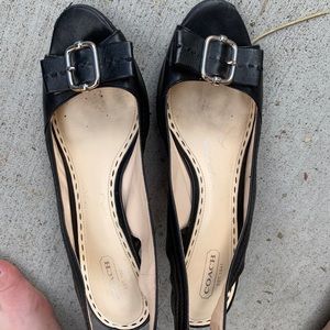 Vintage Coach peep toe slingbacks
